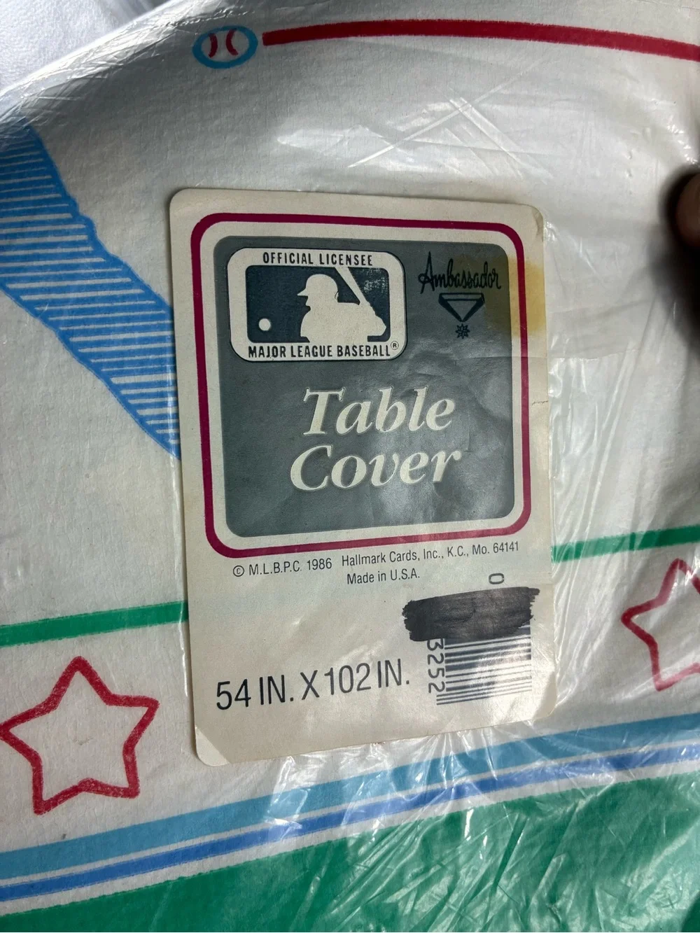 Vintage Sealed Hallmark MLB Baseball Birthday Party Crepe Paper Tablecloth Cover